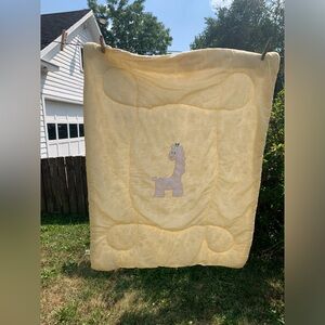 Vintage Triboro Baby Quilt Yellow Stripes W/Giraffe Style 6002